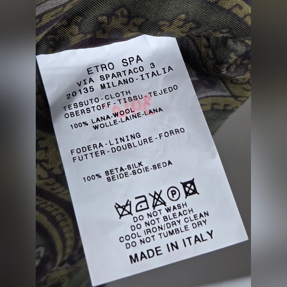 Etro Ptp 41" /M -Paisley Patterned Fabric - Wool And Silk - Picture 11 of 13